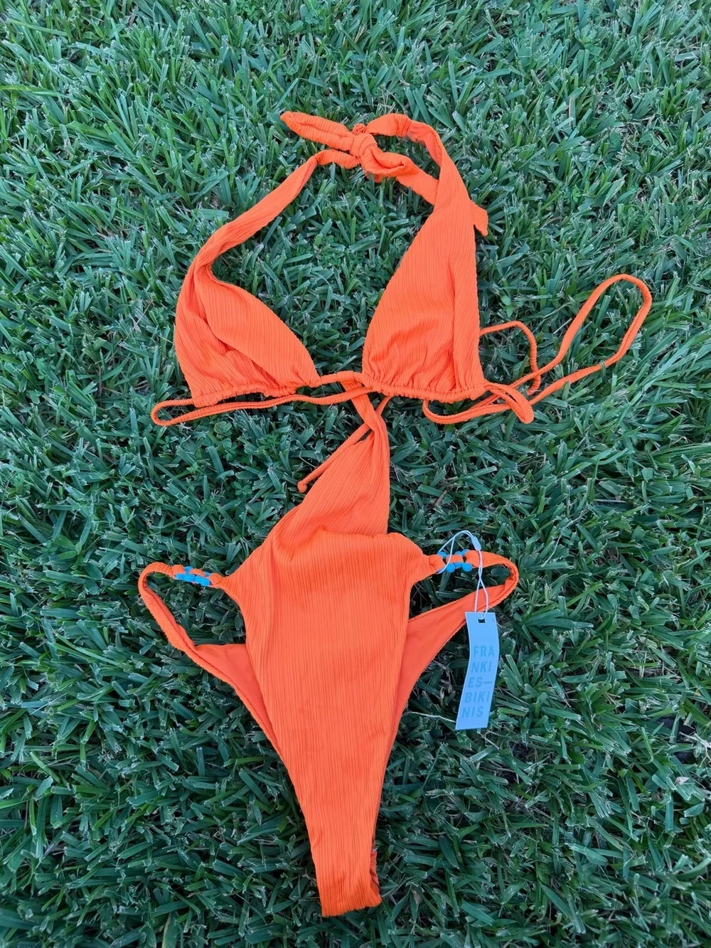 Frankies Bikinis April Plissé Monokini One Piece Papaya NWT Large $190